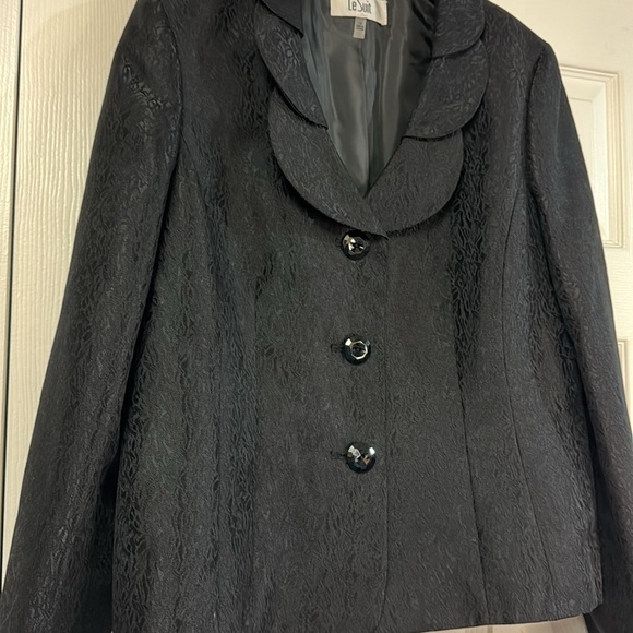 Le Suit black scalloped neck formal 3 button cocktail women’s blazer jacket 14 - Picture 8 of 8